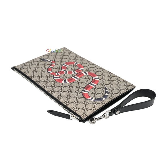 Gucci Unisex 473904 Bestiary GG Supreme with Kingsnake Large Pouch - Picture 2 of 7